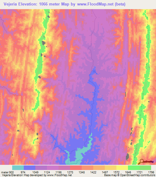 Vejeria,Bolivia Elevation Map