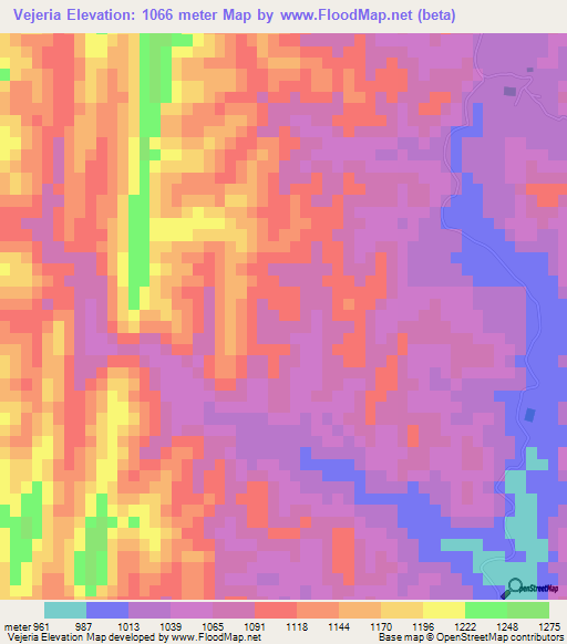 Vejeria,Bolivia Elevation Map