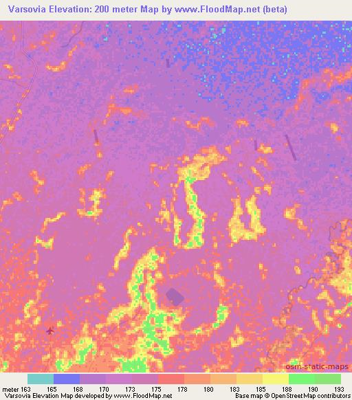 Varsovia,Bolivia Elevation Map