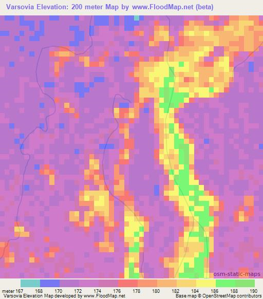 Varsovia,Bolivia Elevation Map