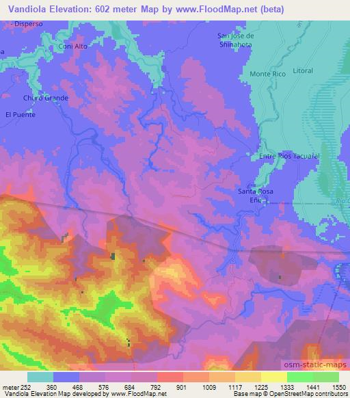 Vandiola,Bolivia Elevation Map