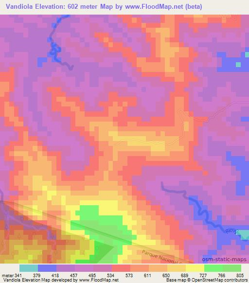 Vandiola,Bolivia Elevation Map