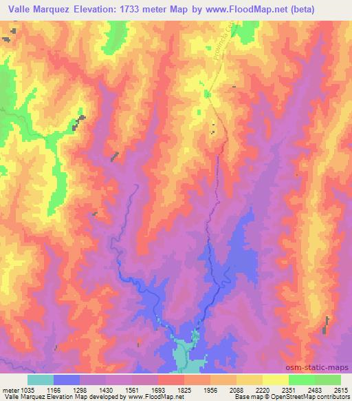 Valle Marquez,Bolivia Elevation Map