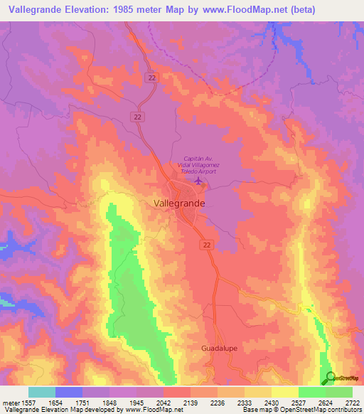 Vallegrande,Bolivia Elevation Map