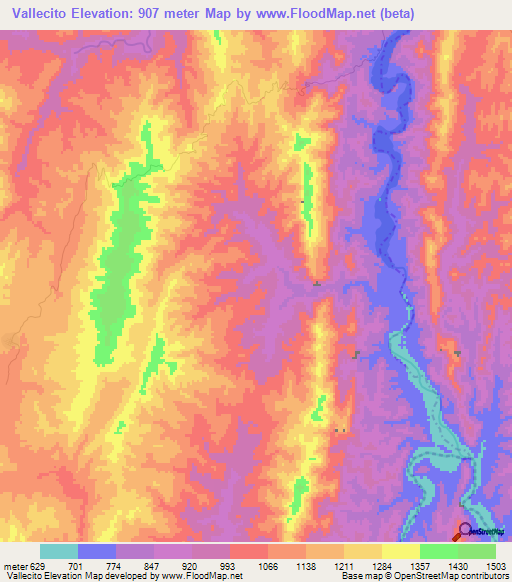Vallecito,Bolivia Elevation Map