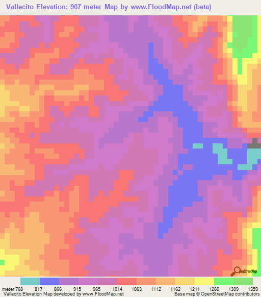 Vallecito,Bolivia Elevation Map