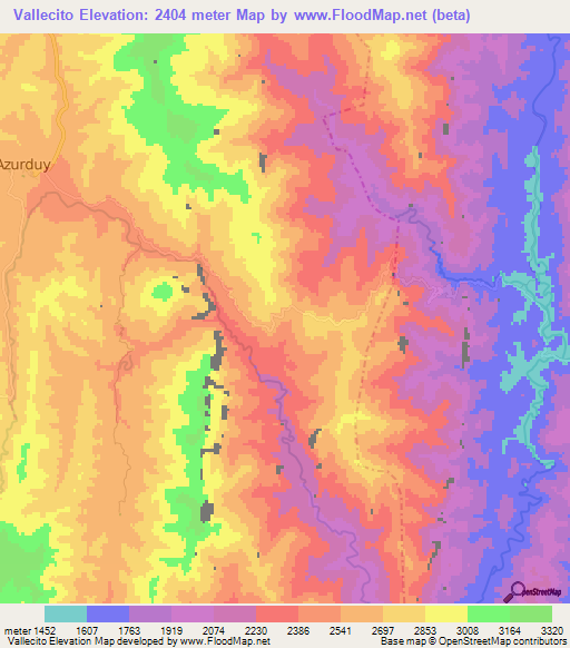 Vallecito,Bolivia Elevation Map
