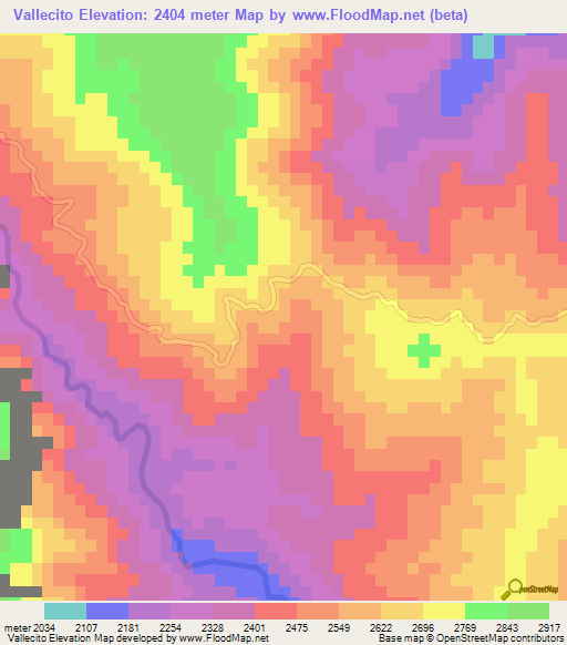 Vallecito,Bolivia Elevation Map