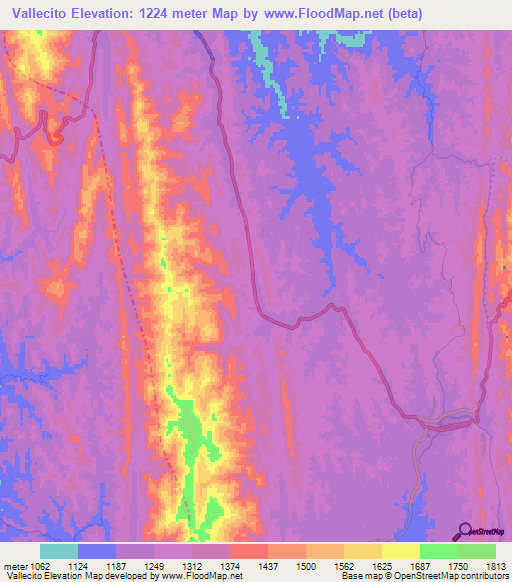 Vallecito,Bolivia Elevation Map