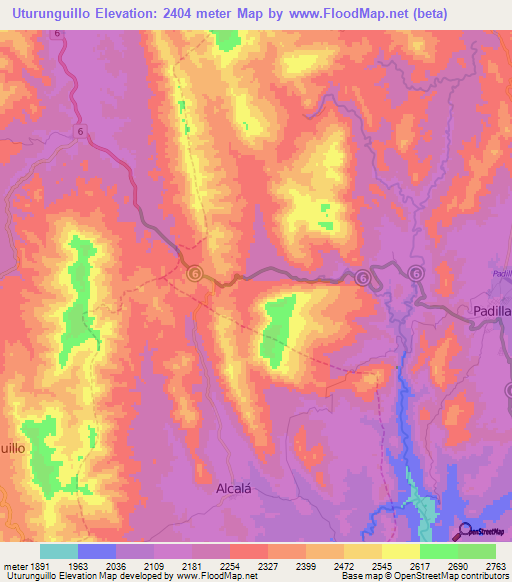 Uturunguillo,Bolivia Elevation Map