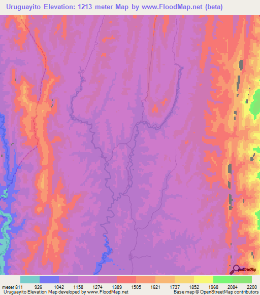 Uruguayito,Bolivia Elevation Map