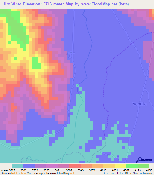 Uro-Vinto,Bolivia Elevation Map