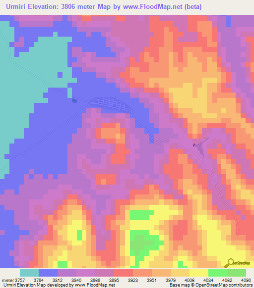 Urmiri,Bolivia Elevation Map