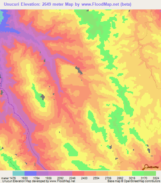 Unucuri,Bolivia Elevation Map
