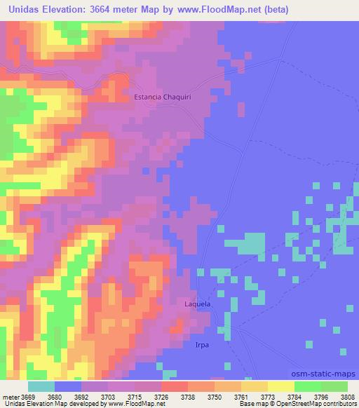 Unidas,Bolivia Elevation Map