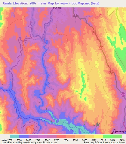 Unala,Bolivia Elevation Map