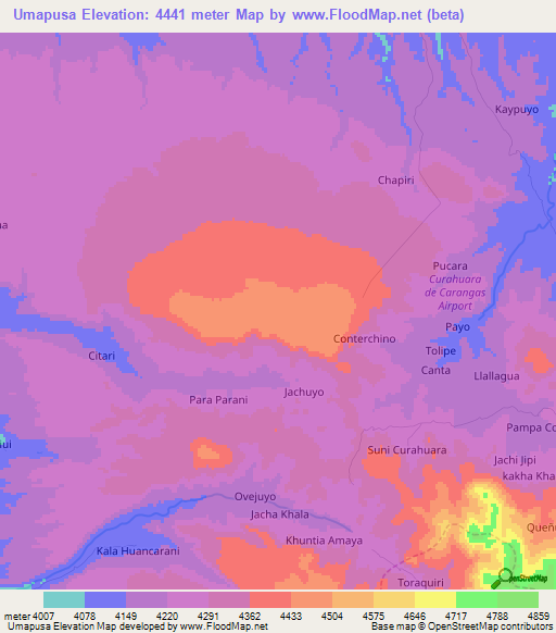 Umapusa,Bolivia Elevation Map