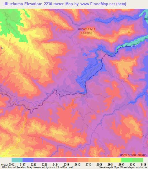 Ulluchuma,Bolivia Elevation Map