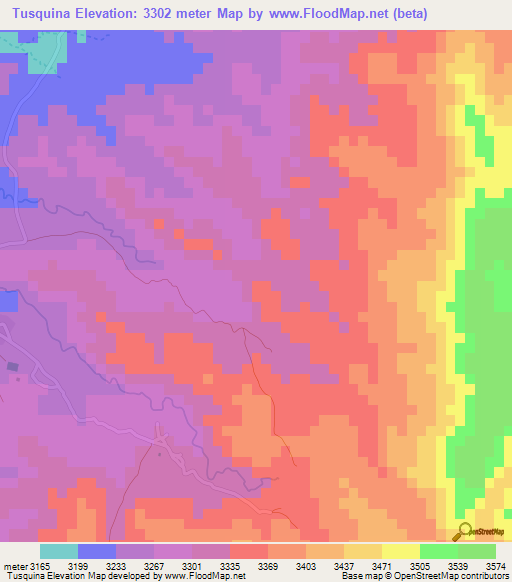 Tusquina,Bolivia Elevation Map