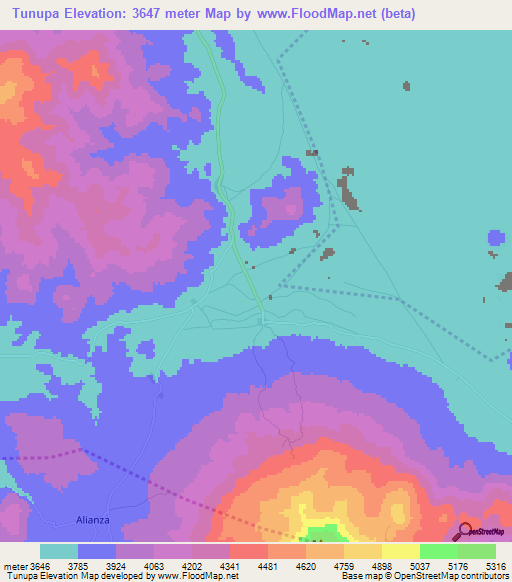 Tunupa,Bolivia Elevation Map