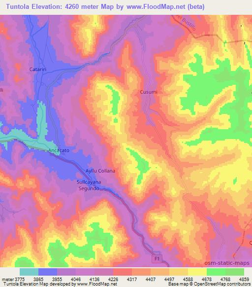 Tuntola,Bolivia Elevation Map