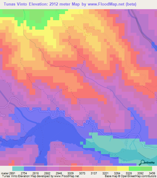 Tunas Vinto,Bolivia Elevation Map