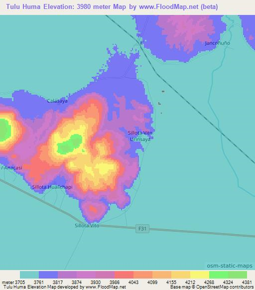 Tulu Huma,Bolivia Elevation Map