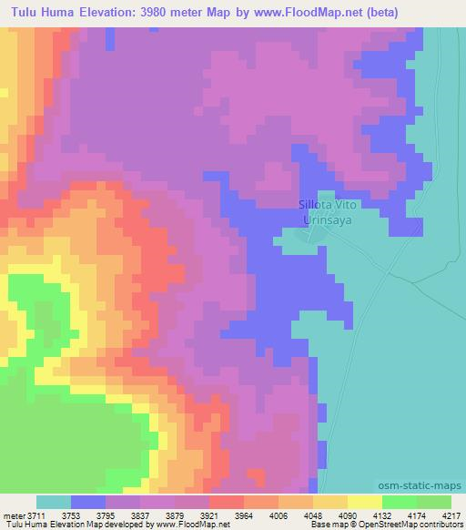 Tulu Huma,Bolivia Elevation Map