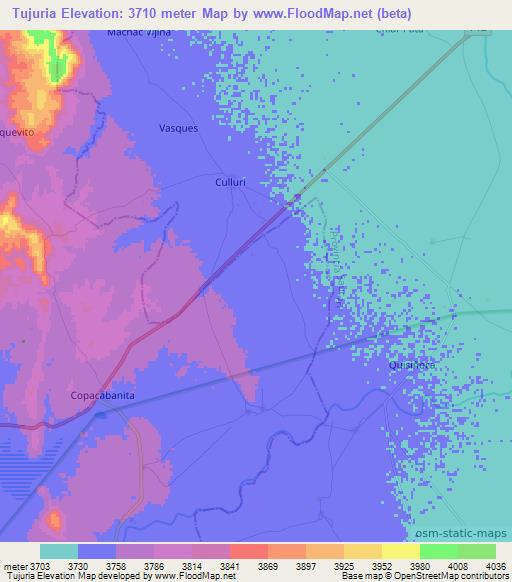 Tujuria,Bolivia Elevation Map