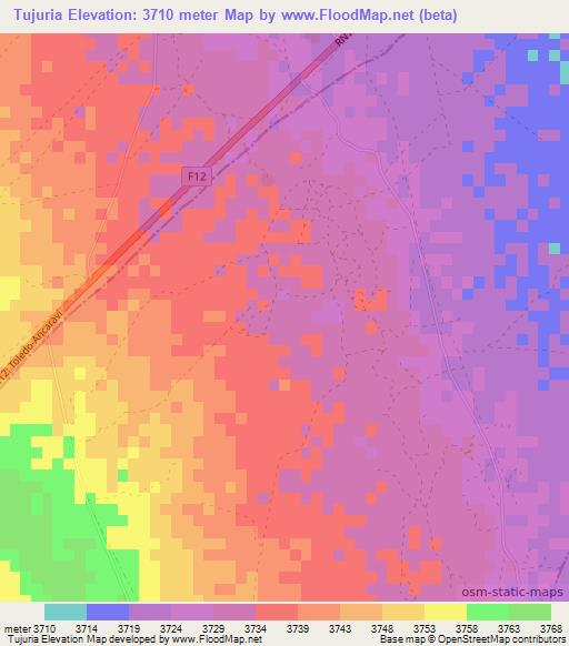 Tujuria,Bolivia Elevation Map