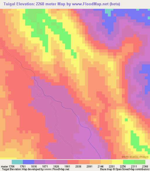 Tuigal,Bolivia Elevation Map