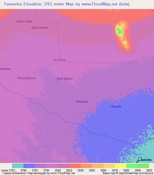 Tuesavira,Bolivia Elevation Map