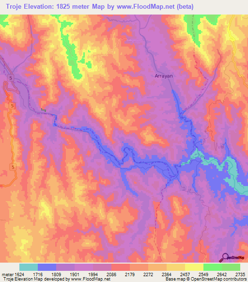 Troje,Bolivia Elevation Map