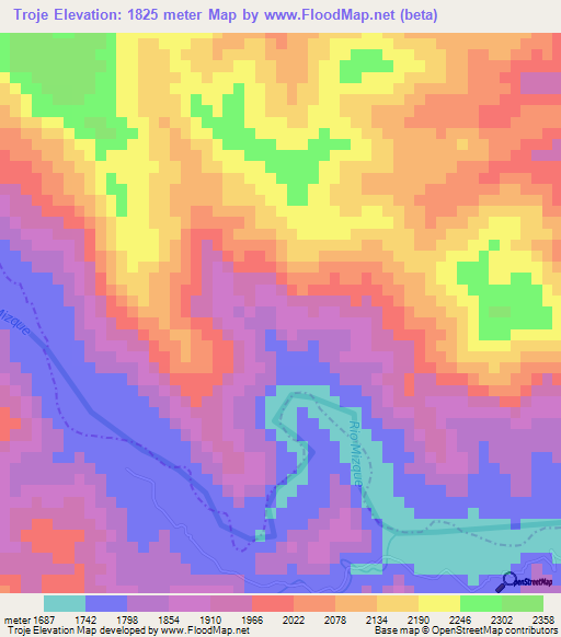 Troje,Bolivia Elevation Map