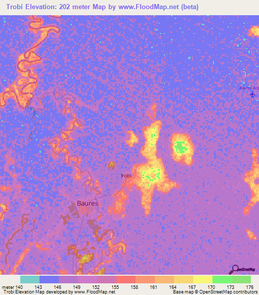 Trobi,Bolivia Elevation Map