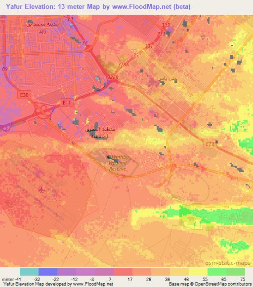 Yafur,United Arab Emirates Elevation Map