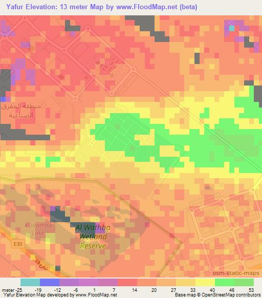 Yafur,United Arab Emirates Elevation Map