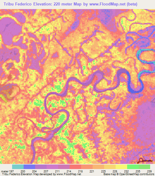 Tribu Federico,Bolivia Elevation Map