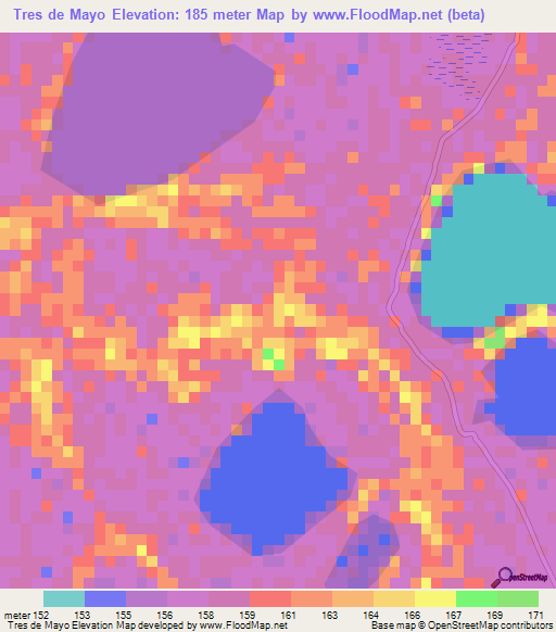 Tres de Mayo,Bolivia Elevation Map