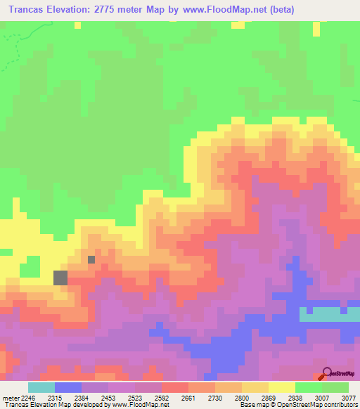 Trancas,Bolivia Elevation Map