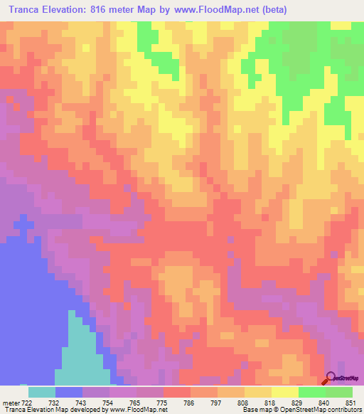 Tranca,Bolivia Elevation Map