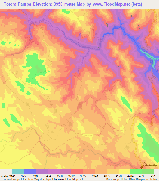 Totora Pampa,Bolivia Elevation Map