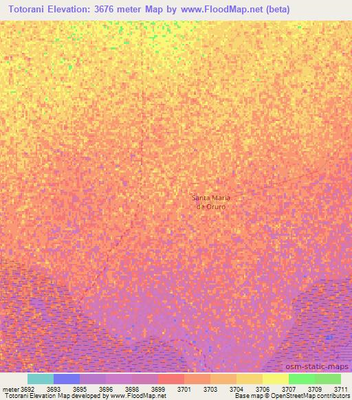 Totorani,Bolivia Elevation Map