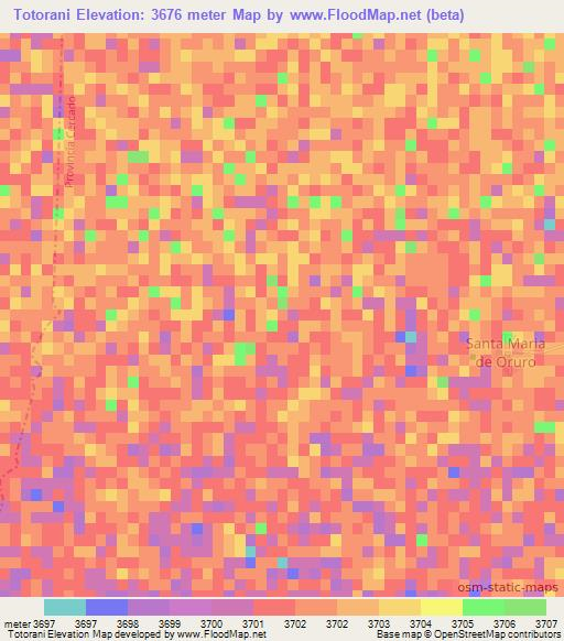 Totorani,Bolivia Elevation Map