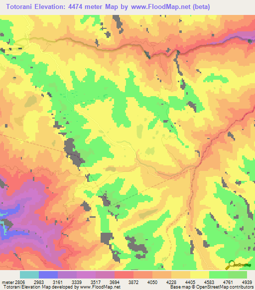 Totorani,Bolivia Elevation Map