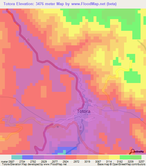 Totora,Bolivia Elevation Map