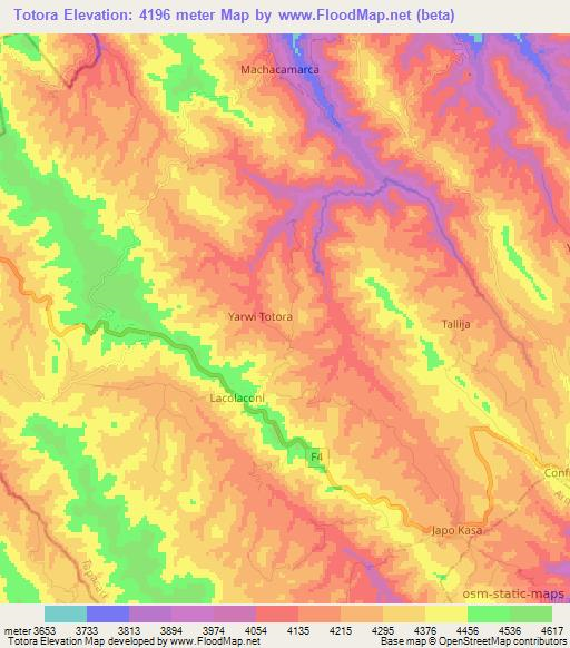 Totora,Bolivia Elevation Map