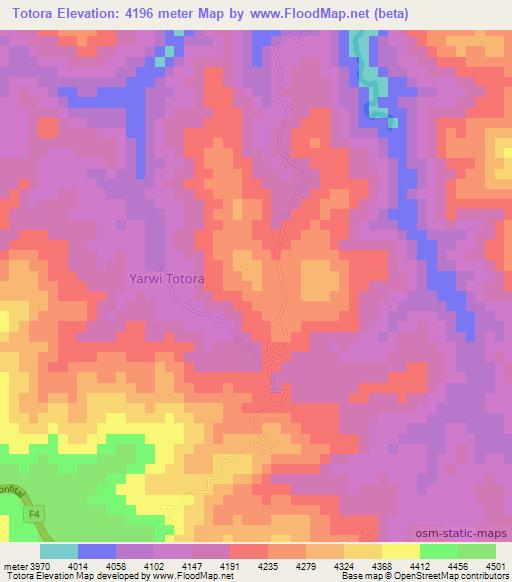 Totora,Bolivia Elevation Map
