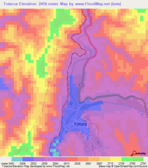 Totacoa,Bolivia Elevation Map