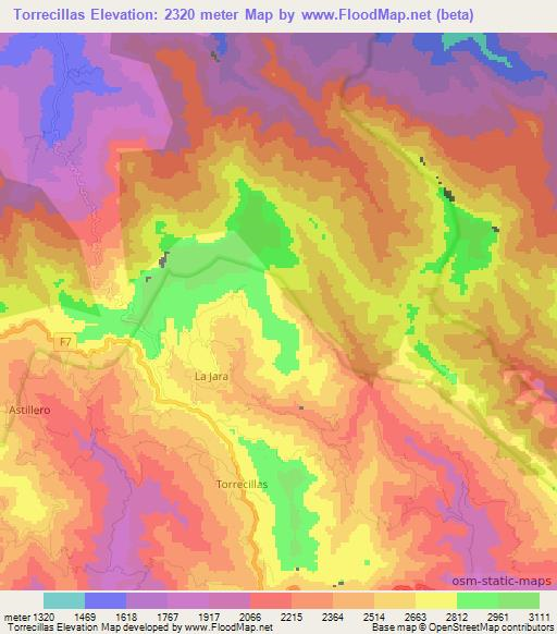 Torrecillas,Bolivia Elevation Map